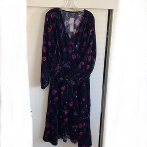 Lane Bryant Black and Pink Floral Long Sleeve Dress